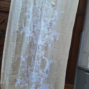 Coppia Tenda in lino beige con intaglio