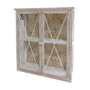 Vetrina crema, legno/vetro, 58x17,5x66 cm