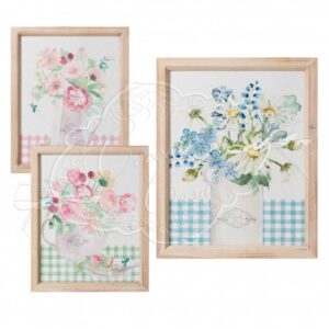 QUADRO C/TOVAGLIA VICHY CON CORNICE NATURALE COCCOLE DI CASA CELESTE