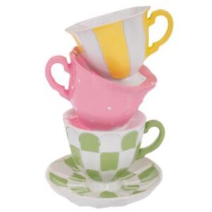 PORTACANDELE IN POLIRESINA MULTICOLORE TEAPOWER 11X10X16CM