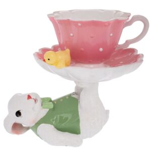 CONIGLIO IN POLIRESINA BIANCA CON TAZZA 19,5X14,3X16,5CM