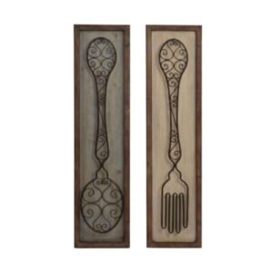 COPPIA QUADRI DECORAZIONI PER LE PARETI LEGNO 24X4X99 POSATE