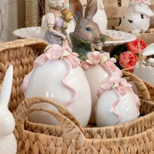 Uovo fiocco rosa in ceramica L'arte di nacchi 3 Var