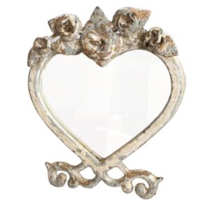specchio cuore in metallo da appoggio cm 18x21h