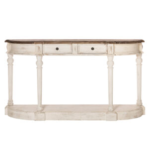 Consolle mezza luna due cassetti in abete mis. cm. 157x40x87