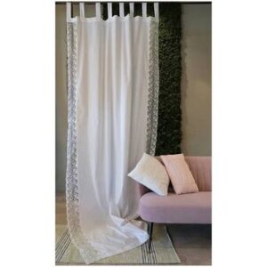 Coppia Tenda Cloe in pizzo verticale e cotone 140x290 L'atelier 17