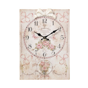 OROLOGIO RETTANGOLARE DA PARETE IN LEGNO CON FIOCCO - 34X48 CM - L'ARTE DI NACCHI