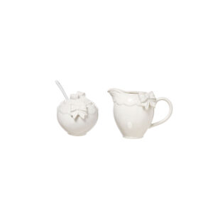 SET LATTIERA E ZUCCHERIERA CON FIOCCO CERAMICA BIANCAL'arte di nacchi